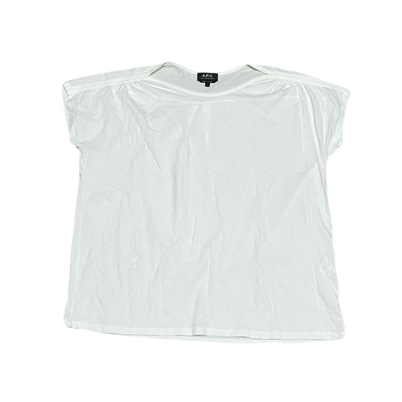 A.P.C. Tops - A.P.C. Oversized Boxy Fit Boatneck Cap Sleeve Tee in White, Women’s size Large